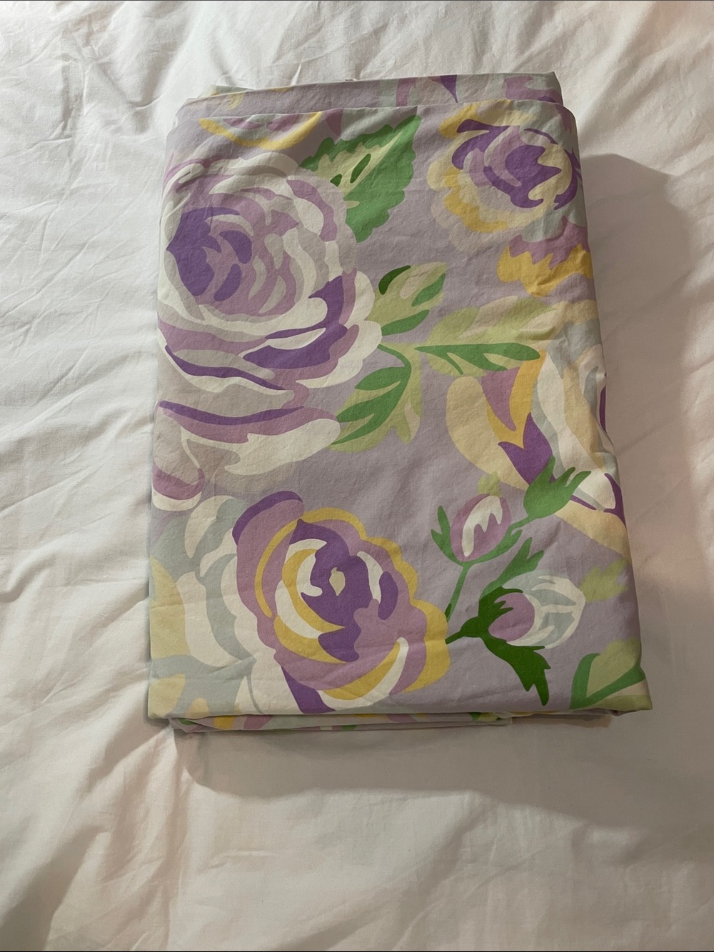 Pottery Barn Kids Lavender Floral 100%Cotton Duvet with Yellow and Green Accents